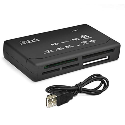 hudiemm0B Card Reader  All in One USB 2.0 Micro Secure Digital TF CF MMC Card Reader Adapter for PC Black