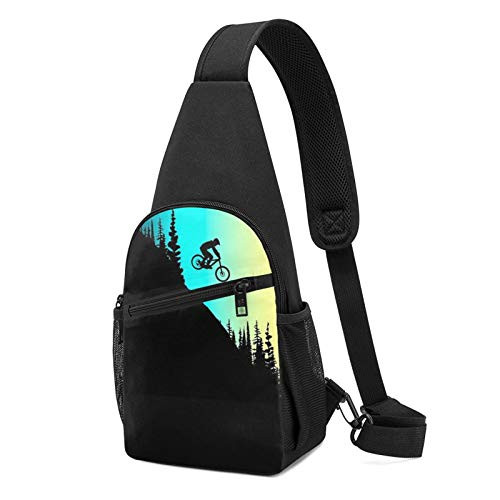 Downhill Bike Silhouette Clouds Sling Bag Sling Bag Chest Bag Shoulder Backpack Cross Body