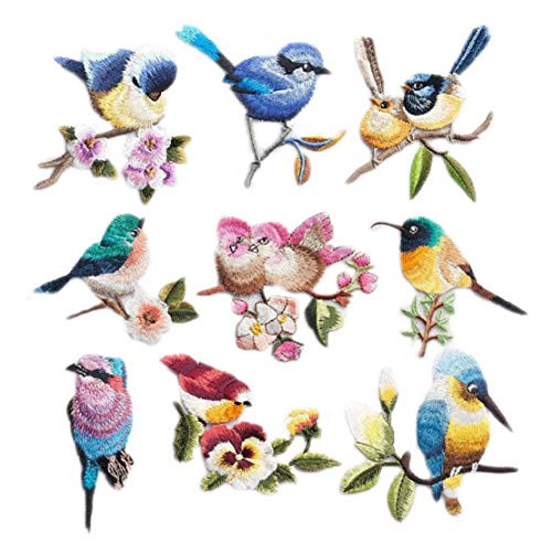 Yalulu 9 Pcs Assorted Bird Embroidered Patches  Iron On Patches  Sew On Applique Patch for Jackets  Backpacks  Jeans  Clothes
