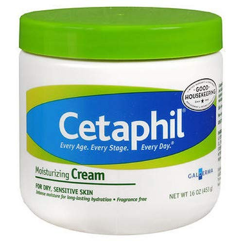 Cetaphil Moisturizing Cream for Dry/Sensitive Skin, Fragrance Free 16 oz (Pack of 2)