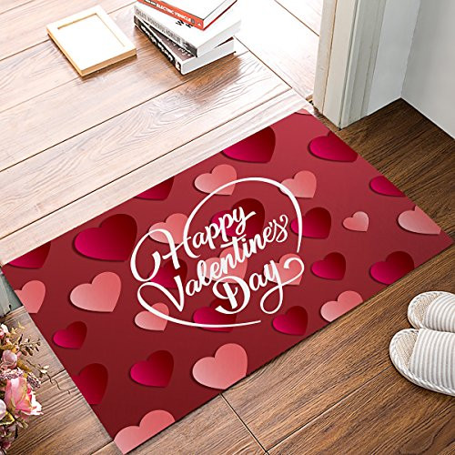 FAMILYDECOR Happy Valentine s Day with Heart Shaped Pattern Door Mat Rug Indoor Front Door Shower Bathroom Entrance Mats Rugs Doormat  Non-Slip Doormats  18-Inch by 30-Inch FAMILYDECOR Happy Valentine s Day with Heart Shaped Pattern Door Mat Rug Indoor Front Door Shower Bathroom Entrance Mats Rugs Doormat  Non-Slip Doormats  18-Inch by 30-Inch