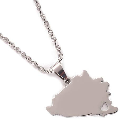 Silver Stainless Steel Bosnia and Herzegovina Map Pendant Necklaces Bosnian Maps Jewelry Silver Stainless Steel Bosnia and Herzegovina Map Pendant Necklaces Bosnian Maps Jewelry
