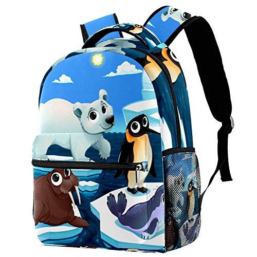 Polar Animal Walrus Seal Penguin Backpack Students Shoulder Bags Travel Bag College School Tote Backpacks