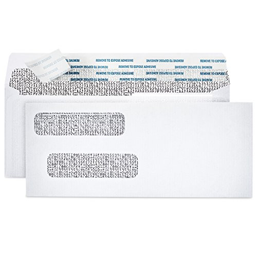 500 Self Seal Computer Check Envelopes :: Double Window Security Envelopes for Business Checks, Laser Checks, Quickbooks Checks & More :: 3 5/8" X 8 11/16" with Heavy Duty Storage Box by Pinnacle
