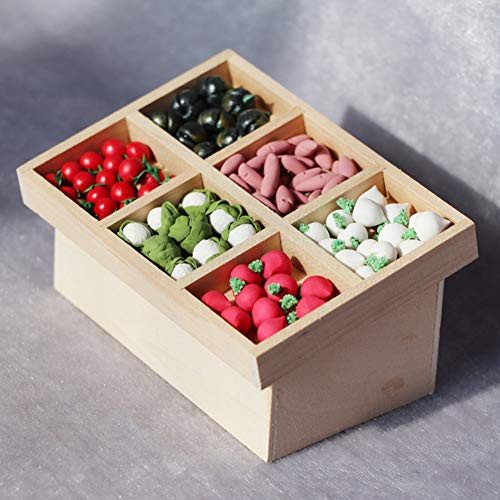 FAgdsyigao 1 12 Doll House Wooden Vegetable Fruit Stand Doll House Wooden Fruit Vegetable Rack Stand Figurine Micro Landscape Decor