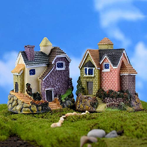 Braceus Fairy Garden Yard Accessories Micro Landscape Ornaments Figurines Fairy Garden Miniature Resin Thatched House Micro Landscape Ornament Decoration  Plant Pots  Bonsai Craft Decor - Random Style