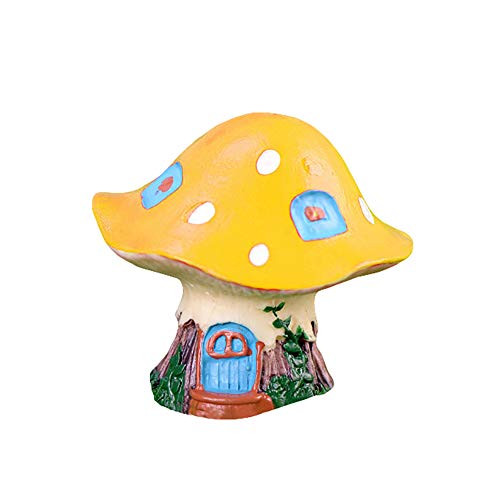 Braceus Fairy Garden Yard Accessories Micro Landscape Ornaments Figurines Cartoon Mushroom House Resin DIY Miniature Micro Landscape Bonsai Garden Decor  Plant Pots  Bonsai Craft Decor - Yellow