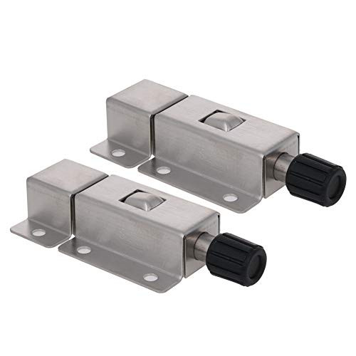 MroMax Door Barrel Bolt  Stainless Steel 304 Security Push Button Spring Loaded Latch 2Pcs