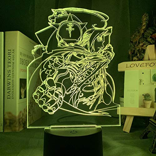 3D led Lamps nightlights Room Decoration Unique Gift Manga Fullmetal Alchemist Figure Night Light Led Color Changing Kids Bedroom Decorative Nightlight USB Desk 3D Lamp MAGY