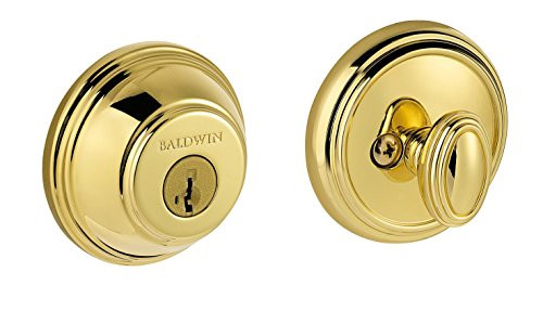 Baldwin Prestige 380 Round Single Cylinder Deadbolt Featuring SmartKey in Lifetime Polished Brass