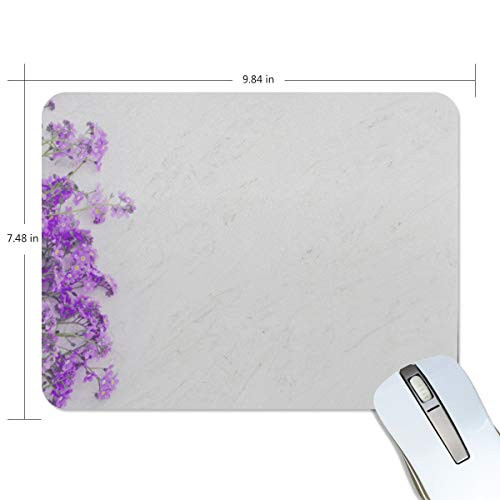 Fashion Retro Unique Custom Mousepad Purple Spring Romantic Sweet Fragrant Flower Printing Non-Slip Rectangle Natural Rubber Fabric Mouse Mat Gaming Mouse Pad