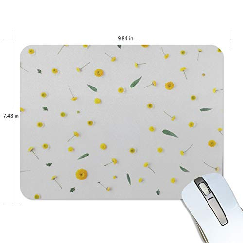 Fashion Retro Unique Custom Mousepad Yellow Spring Romantic Sweet Fragrant Flower Printing Non-Slip Rectangle Natural Rubber Fabric Mouse Mat Gaming Mouse Pad