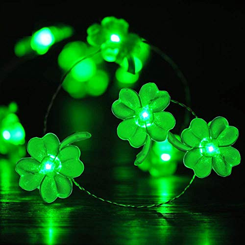 Shamrocks Four-Leaf Clover Lights String Decorative 10 ft 40LED Lights St. Patrick s Day Irish Green Four-Leaf Clover Light Decoration