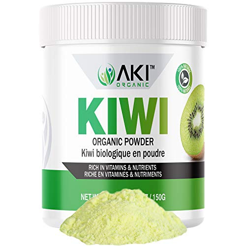 Aki Organic KIWI Powder Extract Pure Natural Light Green Dried Powdered Rich In Vitamins Ideal As Booster Supplement for Protein Smoothies Cooking Juice Non-GMO Concentration of 20 1 -5.29 Oz 150gr-