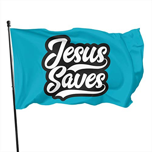 AiKS Jesus Saves 3x5ft Flag Uv Resistant and Colorfast All-Weather Nylon Polyester