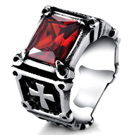 DDOLAA Jewelry Stainless Steel Ruby Ring Knights Templar Cross Crusader Ring for Men s Rings DDOLAA Jewelry Stainless Steel Ruby Ring Knights Templar Cross Crusader Ring for Men s Rings