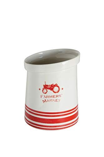 Creative Co-op Farmers Market Stoneware Crock with Tractor Decal
