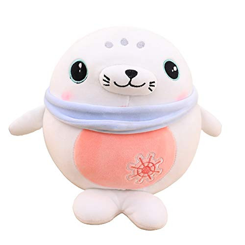 yuye-xthriv Seal Doll Soft Plush Doll Cartoon Seal Design Soft Stuffed Doll Home Cafe Gift Shop Showcase Decor Toy Pink 35cm
