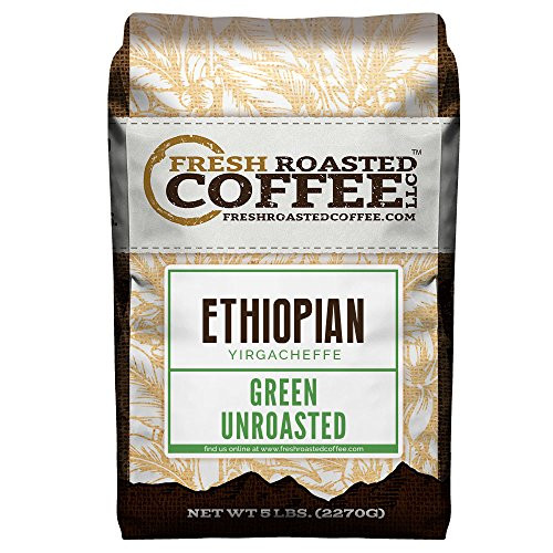 Fresh Roasted Coffee LLC, Green Unroasted Ethiopian Yirgacheffe Kochere Coffee Beans, 5 Pound Bag Fresh Roasted Coffee LLC, Green Unroasted Ethiopian Yirgacheffe Kochere Coffee Beans, 5 Pound Bag
