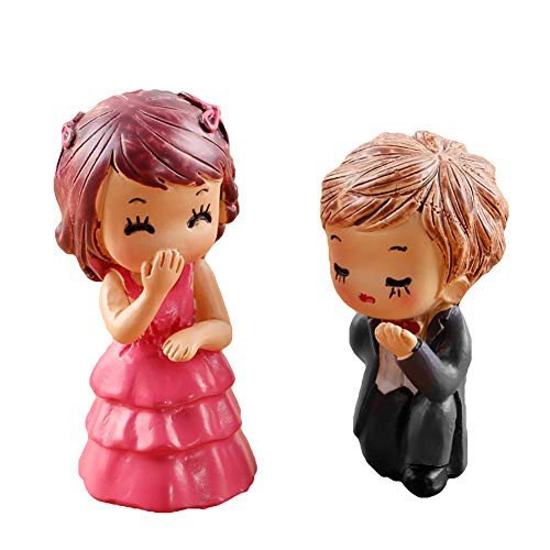 YuYe-xthriv Micro Landscape Doll House Accessories  2Pcs Propose Lover Doll Miniature Figurines Ornament Home Garden Doll House Decor