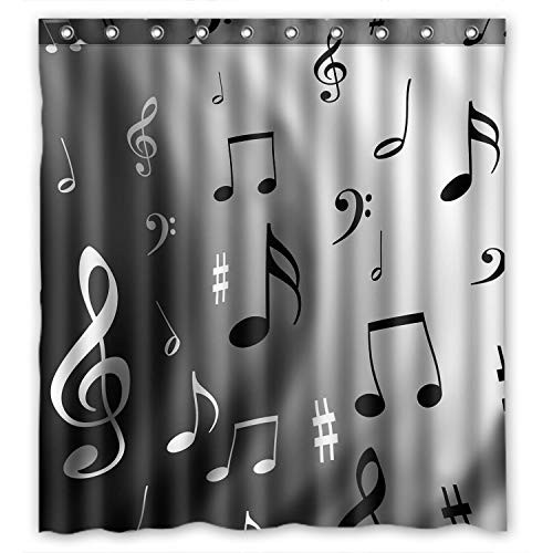 ZHANZZK Musical Notes Pattern Waterproof Bathroom Shower Curtain 60x72 Inches