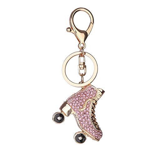 onestaring Rhinestone Pendant Keychain Roller Skates Pendant Keychain Key Ring Backpack Ornaments for Women Girls Pink