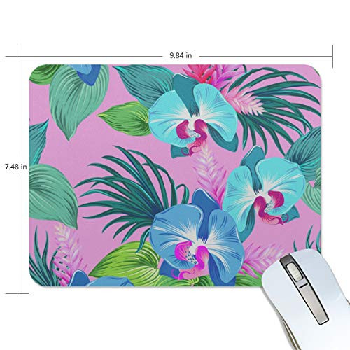 Fashion Retro Unique Custom Mousepad Tropical Orchid Branch Petals Buds Spring Blooming Flowers Vintage Printing Non-Slip Rectangle Natural Rubber Fabric Mouse Mat Gaming Mouse Pad