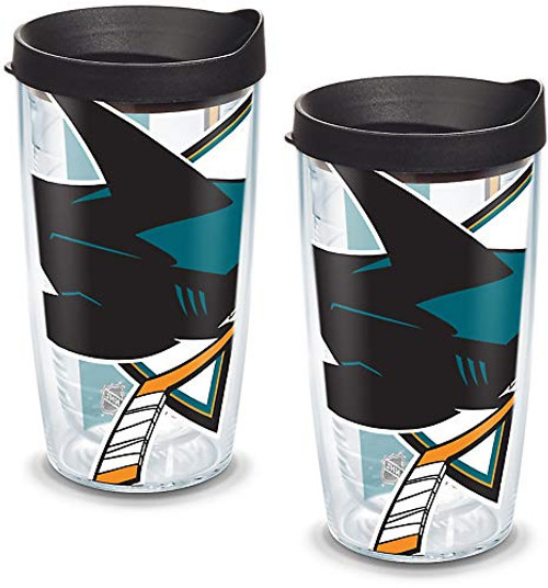 Tervis 1105265 NHL San Jose Sharks Colossal Tumbler with Wrap and Black Lid 2 Pack 16oz, Clear Tervis 1105265 NHL San Jose Sharks Colossal Tumbler with Wrap and Black Lid 2 Pack 16oz, Clear