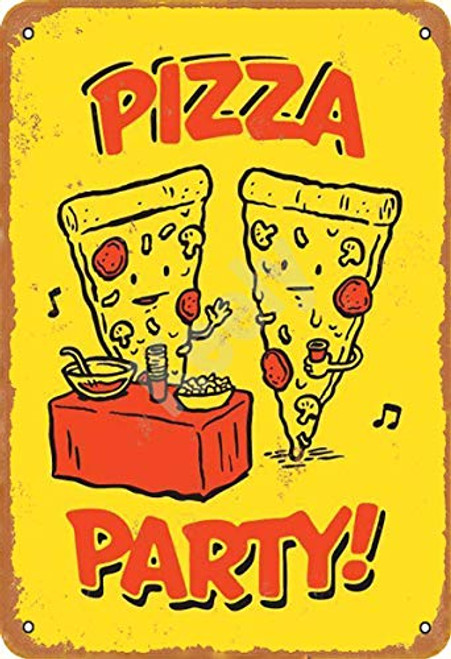 Keely Pizza Party Metal Vintage Tin Sign Wall Decoration 12x8 inches for Cafe Coffee Bars Restaurants Pubs Man Cave Decorative