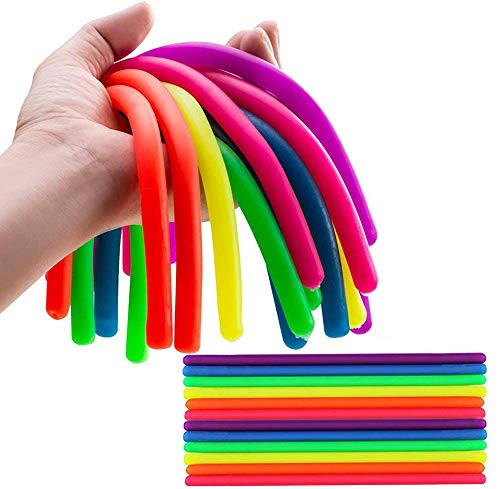 24 Pack Fidgets Toys Sensory Stretchy String Increase Patience Build Resistance Squeeze Strengthen Arms  The Silicone Rope Stress Reliever Toy Noodles for Kids with ADD  ADHD or Autism  and Adults