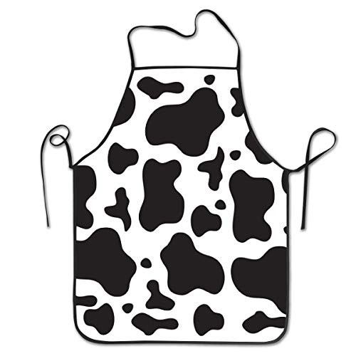 Cute Women Girls Cooking Kitchen Apron Black White Cow Print Bib Apron Gift