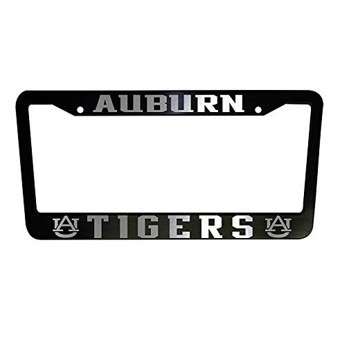 ClustersNN Bhartia Auburn Tigers University Black Chrome License Plate Frame Stainless Metal Tag Holder 12 inch X 6 inch