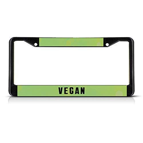 OMYFAIRY Vegan Black License Plate Frame Stainless Metal Car Tag Holder 12 x 6 Inch