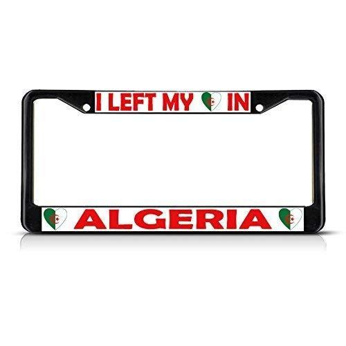 OMYFAIRY I Left My Heart in Algeria Flag Black License Plate Frame Stainless Metal Car Tag Holder 12 x 6 Inch