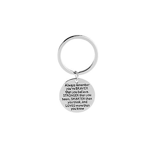 Yinpinxinmao Always Remember You are Braver Stronger Smarter Than You Think Inspirational Graduation Family Friends Gifts Stainless Steel Keychain Key Ring Silver Yinpinxinmao Always Remember You are Braver Stronger Smarter Than You Think Inspirational Graduation Family Friends Gifts Stainless Steel Keychain Key Ring Silver