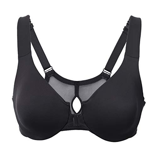 DELIMIRA Women s Comfort Underwire Full Coverage Non-Foam Racerback Front Closure Bra Black 44D
