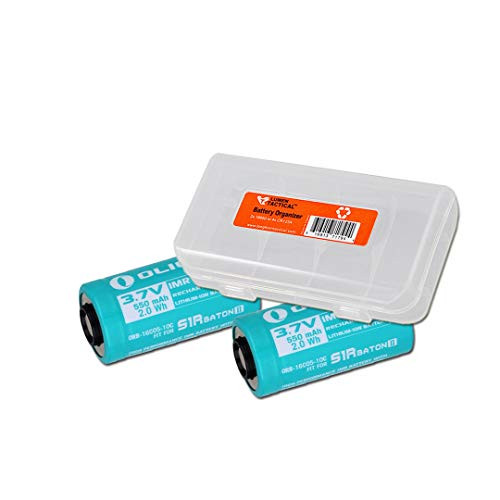 Two Olight 550mAh 163C05-10C Rechargeable Battery for Olight S1R II -1000 lumens Version- Flashlight and a LumenTac Organizer