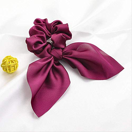 Satin Rabbit Ears Candy Color Hair Scrunchie Bows Ponytail Holder Hairband Bow Knot Scrunchy Girls Hair Ties Hair Accessories