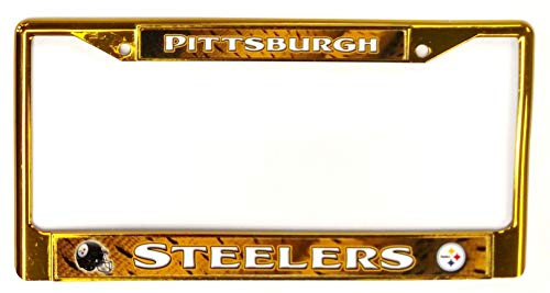 Chawuux Pittsburgh Gold LBL Chrome Frame Metal License Plate Tag Cover Football