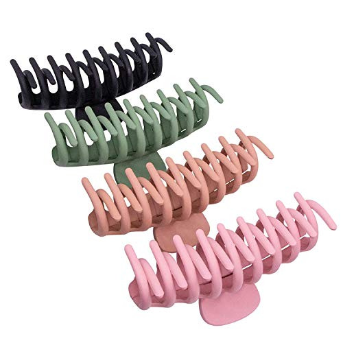 Large Hair Claw Clips For Thick Hair 4 Pcs  Strong Hold Perfect  Big Hair Claw Clips 4 Inch Nonslip Large Claw Clip For Women Thin Hair Clips