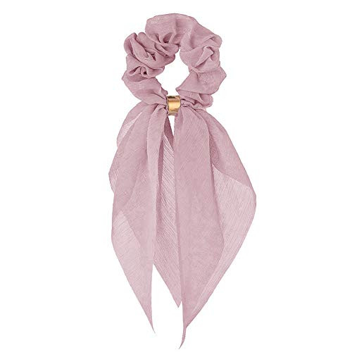 Dyllutrwhe Girl Women Bow Long Ribbon Scarf Hair Rope Ponytail Holder Tie Scrunchies Band Bean Pink