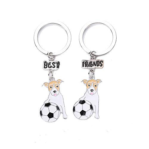 BBEART Best Friend Keychain Gifts Pendant Lovely Pet Memorial Key Ring Metal Friendship Best Gift for Couples  Friends A Set -Jack Russell Football-