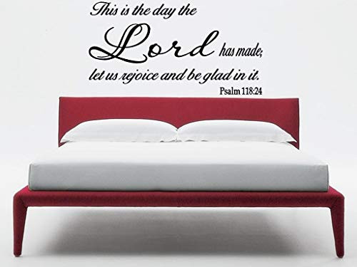 Vinyl Wall Decals Psalm 118 24 Wall Art  This is The Day The Lord Has Made  Let Us Rejoice and Be Glad in It Christian Bible Scripture Verse 12 inchx22.5 inch