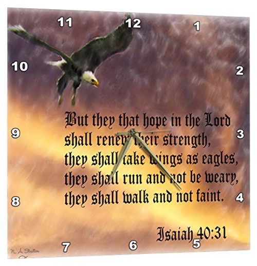 3dRose Isaiah 40-31 Bible Verse with Eagle Against A Troubled Sky - Wall Clock, 13 by 13-Inch (DPP_27419_2) 3dRose Isaiah 40-31 Bible Verse with Eagle Against A Troubled Sky - Wall Clock, 13 by 13-Inch (DPP_27419_2)