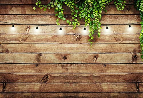 CSFOTO Wooden Plank Backdrop 7x5ft Photography Background Green Plant Grass Spring Adults Portrait Kids Newborn Photo Booth Studio Props Wallpaper