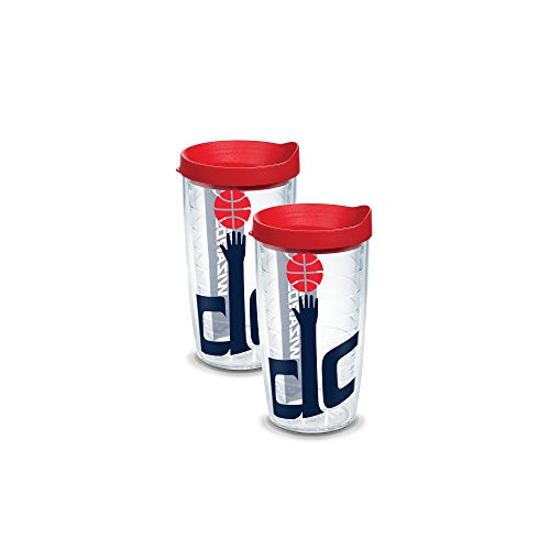 Tervis 1127070 NBA Washington Wizards Colossal Tumbler with Wrap and Red Lid 2 Pack 16oz, Clear Tervis 1127070 NBA Washington Wizards Colossal Tumbler with Wrap and Red Lid 2 Pack 16oz, Clear