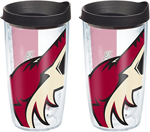 Tervis 1105260 NHL Arizona Coyotes Colossal Tumbler with Wrap and Black Lid 2 Pack 16oz, Clear Tervis 1105260 NHL Arizona Coyotes Colossal Tumbler with Wrap and Black Lid 2 Pack 16oz, Clear
