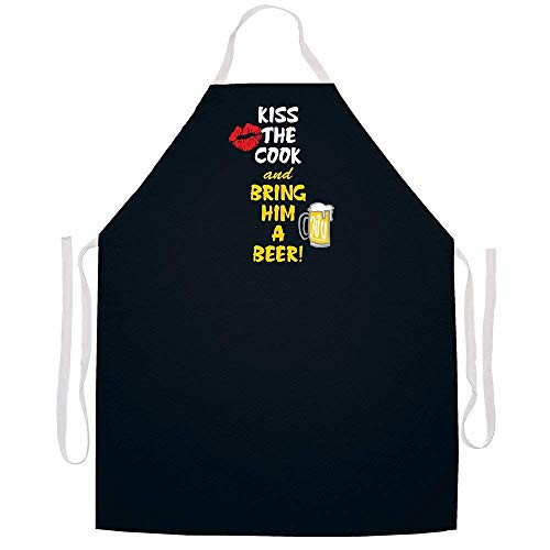 Ashasds Kiss The Cook and Bring Him A Beer Apron-Black