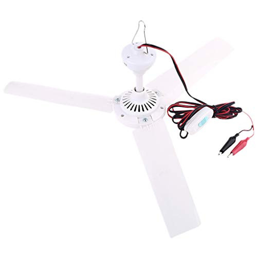DC 12V Ceiling Fan  19.7 Inch Hanging Camping Tent Fans DC Battery Powered