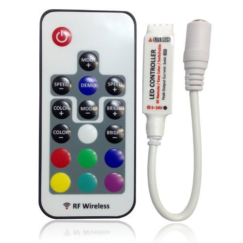 Zehui LED Strip Lights DC 5V-24V 12A RGB LED Controller Kit - Inline RGB Wireless Remote for RGB LED Controller w  17-Key RF